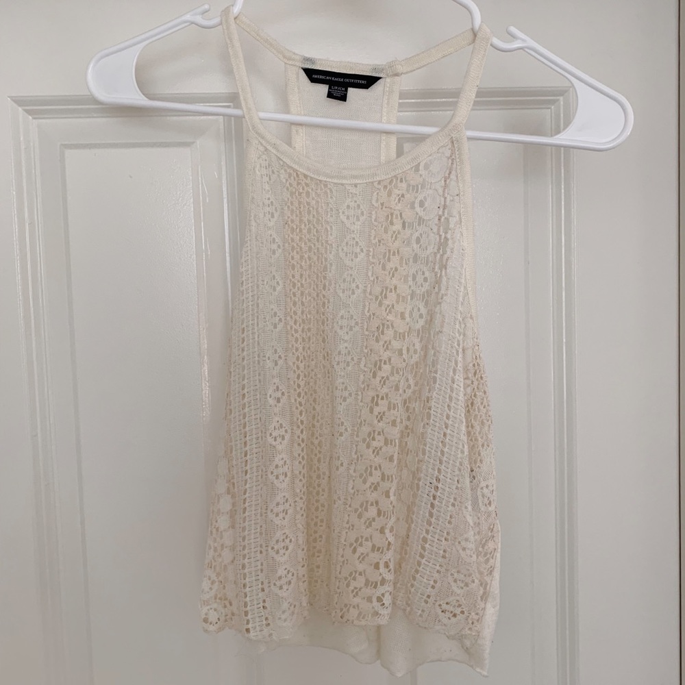 AEO Cream Knit Tank Crop Top